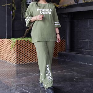 ست تیشرت و شلوار زنانه فری‌سایز چاپ ریبوک