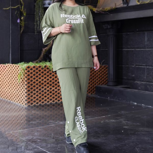 ست تیشرت و شلوار زنانه فری‌سایز چاپ ریبوک