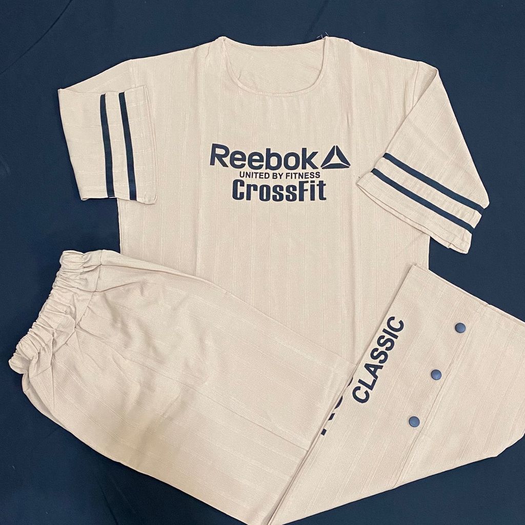 خرید آنلاین ست تیشرت و شلوار زنانه فری‌سایز چاپ ریبوک