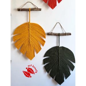 دیوارکوب تک برگ مکرومه بافی انجیری طرح زمرد