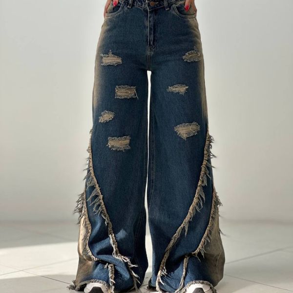 شلوار جین فول بگ دمپا ریش