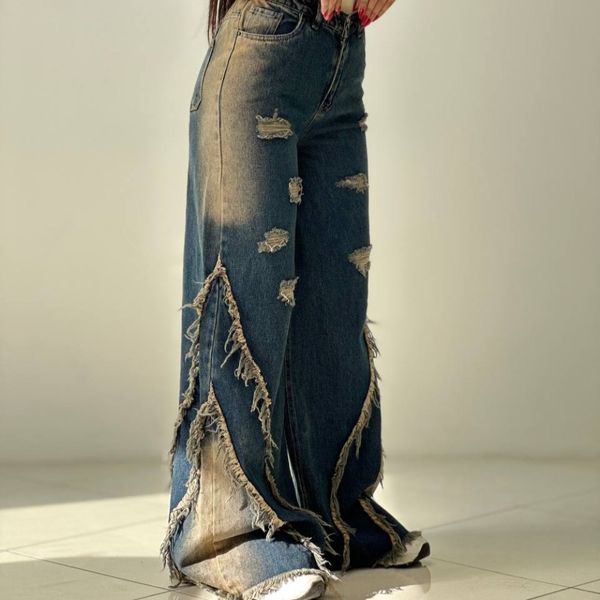 شلوار جین فول بگ دمپا ریش