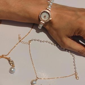 ساعت مچی زنانه مرواریدی صفحه صدفی جنوا