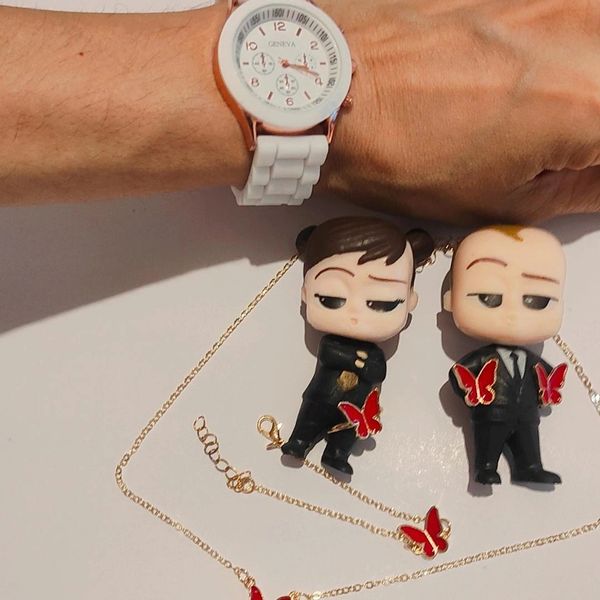 ساعت سیلیکونی فریم رزگلد جنوا + ست هدیه