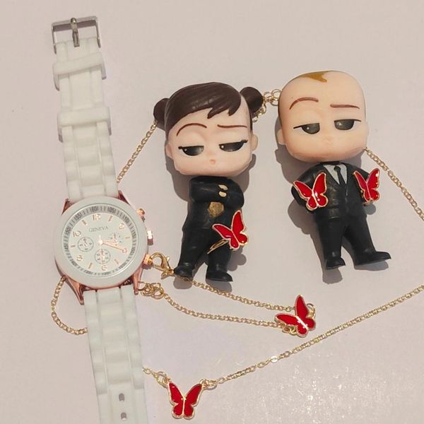 ساعت سیلیکونی فریم رزگلد جنوا + ست هدیه