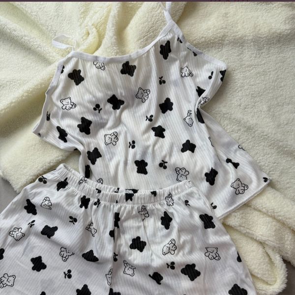 تاپ و شلوارک نخی طرحدار