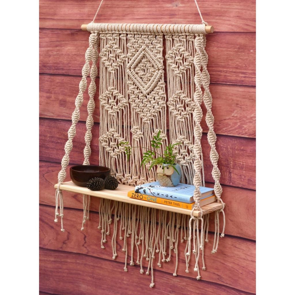 قیمت ارزان دیوارکوب شلف مکرومه دکوری طرح ملورین