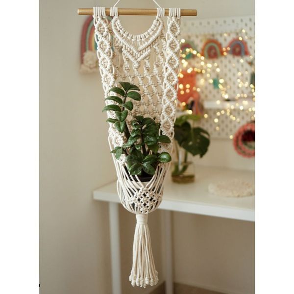 هولدر گلدان طرح دار مکرومه بافی طرح مهنور