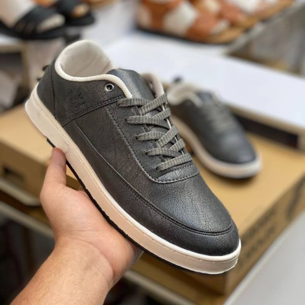 کفش مردانه چرم لاگوست طوسی دور دوخت