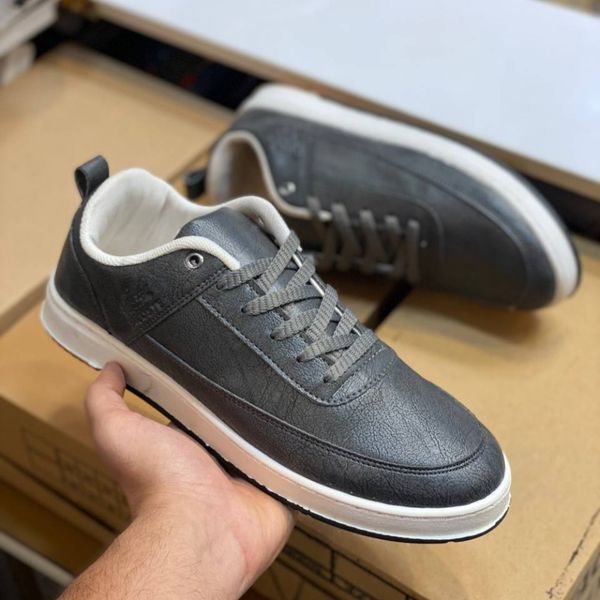 کفش مردانه چرم لاگوست طوسی دور دوخت