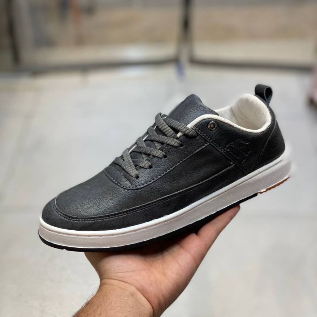 فروش اینترنتی کفش مردانه چرم لاگوست طوسی دور دوخت