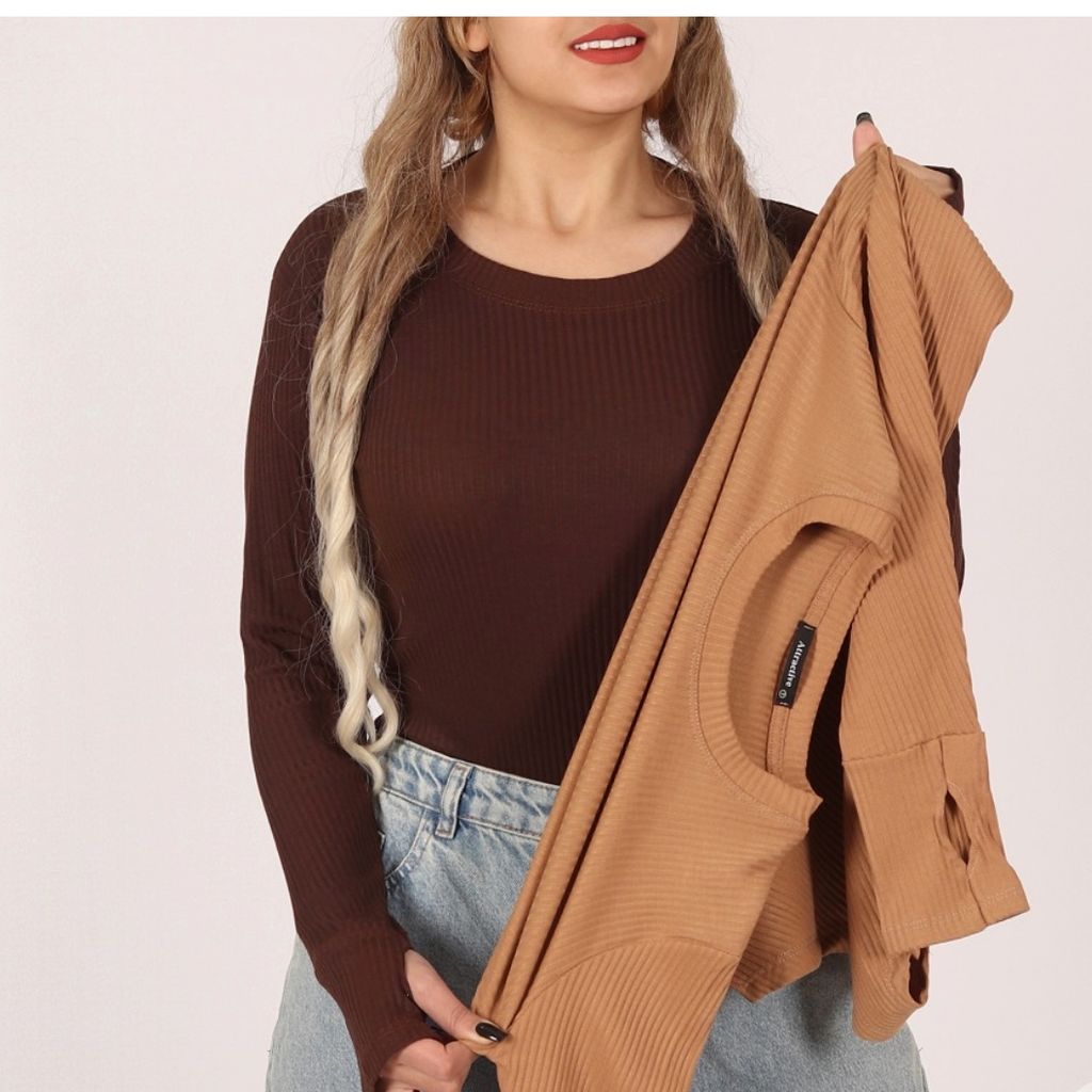 فروش اینترنتی بادی آستین بلند زنانه کبریتی