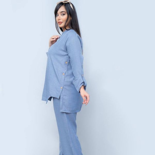 شومیز شلوار ست جلو و بغل دکمه سولین