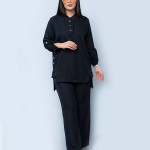 مشخصات شومیز شلوار ست جلو و بغل دکمه سولین