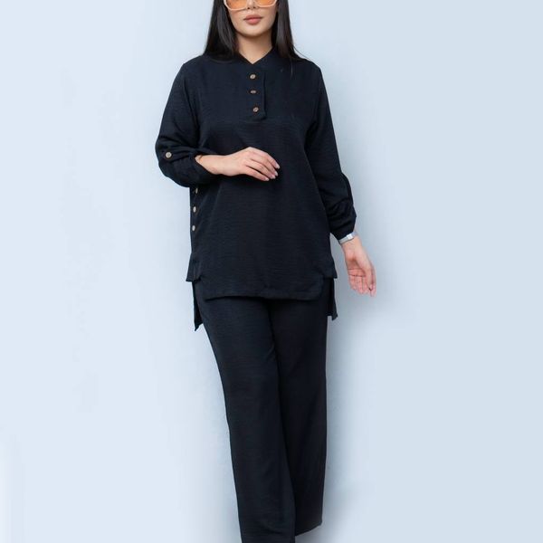 شومیز شلوار ست جلو و بغل دکمه سولین