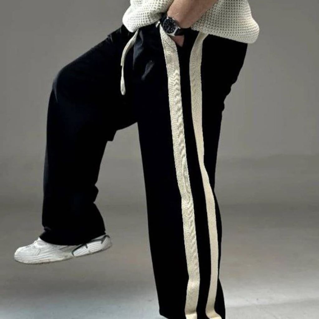 خرید آنلاین شلوار اسلش بگ مردانه دو خط رنگ کرم امیری با تضمین کیفیت