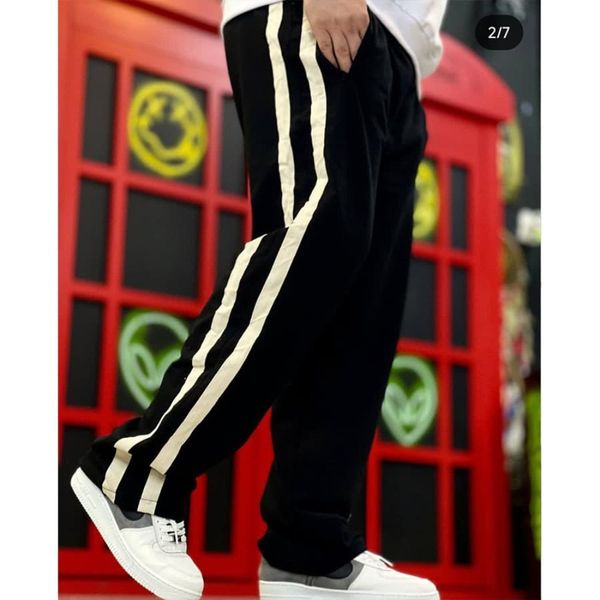 شلوار اسلش بگ مردانه دو خط رنگ کرم با تضمین کیفیت