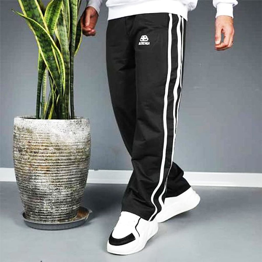 خرید اینترنتی شلوار اسلش بگ مردانه دو خط سفید بالنسیاگا با ضمانت کیفیت