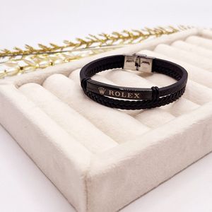 مشخصات دستبند چرمی مردانه ROLEX مشکی