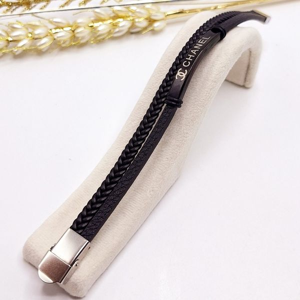 دستبند چرمی مردانه CHANEL مشکی