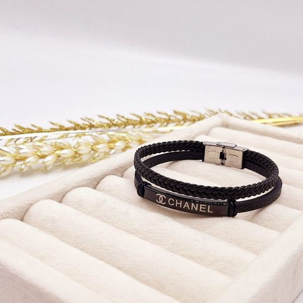 دستبند چرمی مردانه CHANEL مشکی