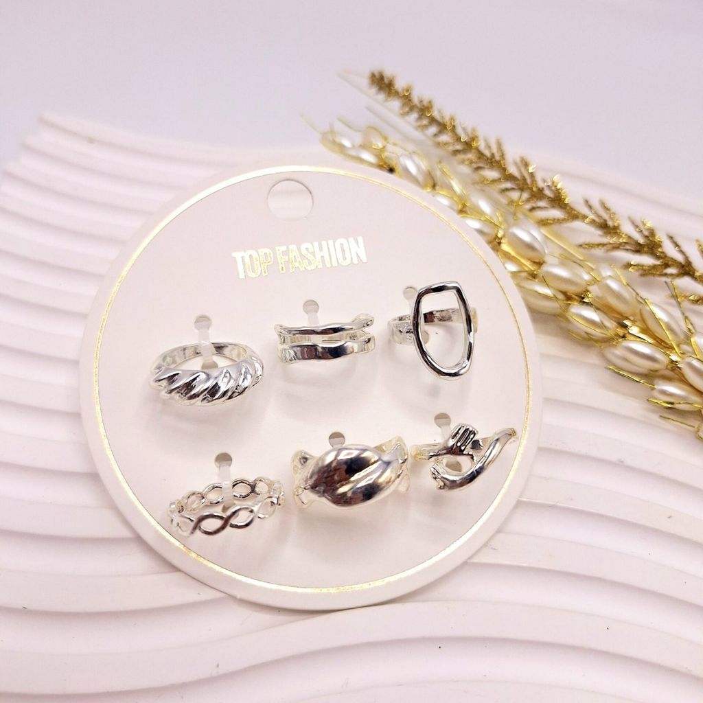 خرید آنلاین پک انگشتر 6 تایی رادیوم آغوش نقره ای