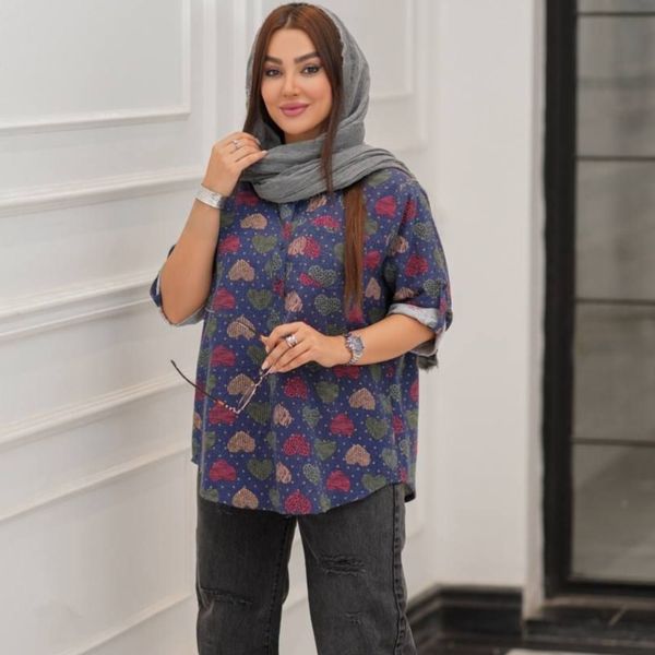 شومیز یقه مردانه طرحدار