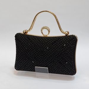 کیف زنانه مجلسی نگین دار مشکی