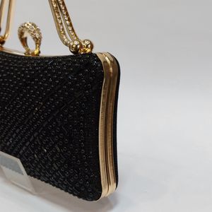 فروش اینترنتی کیف زنانه مجلسی نگین دار مشکی