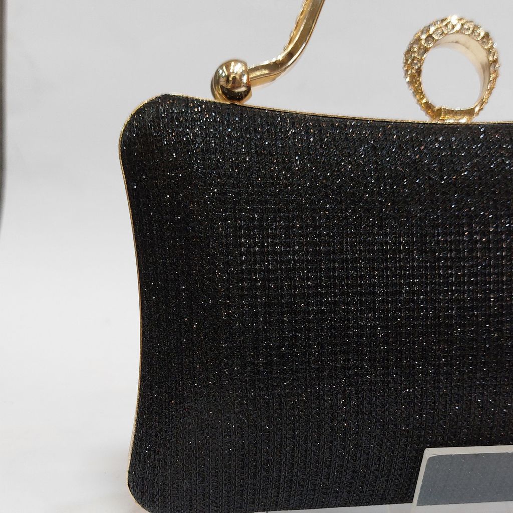 خرید اینترنتی کیف زنانه مجلسی نگین دار مشکی