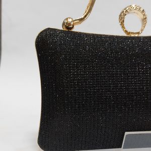 خرید اینترنتی کیف زنانه مجلسی نگین دار مشکی