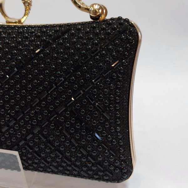 کیف زنانه مجلسی نگین دار مشکی