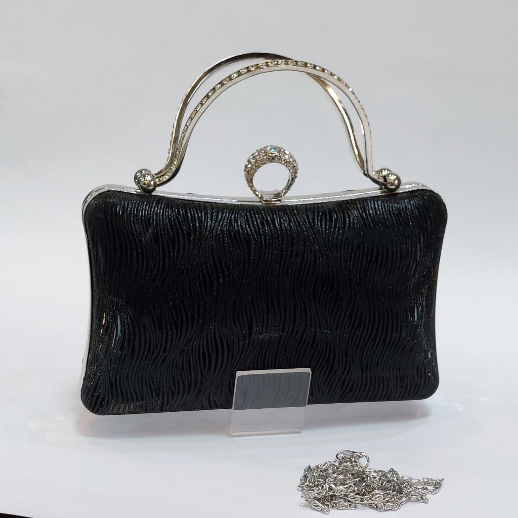 خرید آنلاین کیف زنانه مجلسی چرم دسته نگین دار