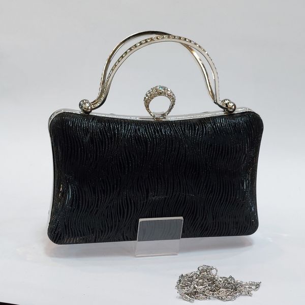 کیف زنانه مجلسی چرم دسته نگین دار