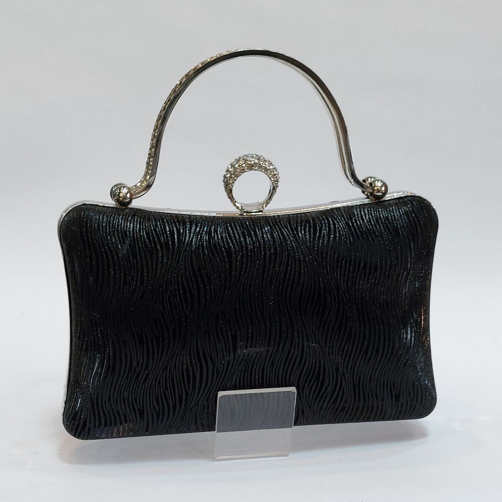 فروش اینترنتی کیف زنانه مجلسی چرم دسته نگین دار