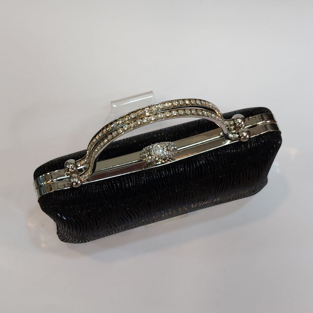 خرید انلاین کیف زنانه مجلسی چرم دسته نگین دار