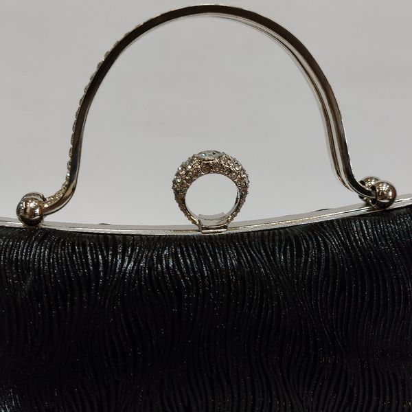 کیف زنانه مجلسی چرم دسته نگین دار