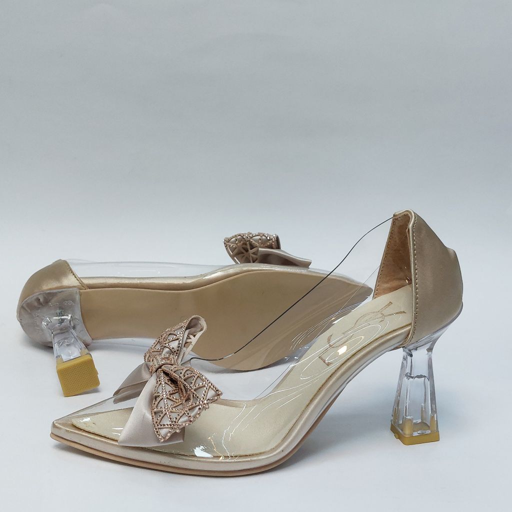 خرید آنلاین کفش مجلسی زنانه پاشنه بلند طلقی پاپیونی YSL