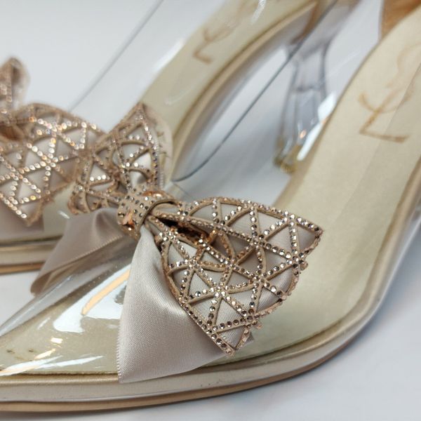 کفش مجلسی زنانه پاشنه بلند طلقی پاپیونی YSL