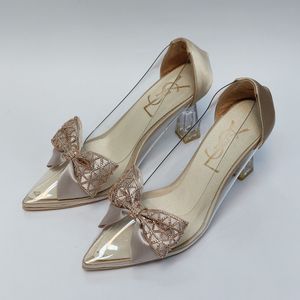 کفش مجلسی زنانه پاشنه بلند طلقی پاپیونی YSL