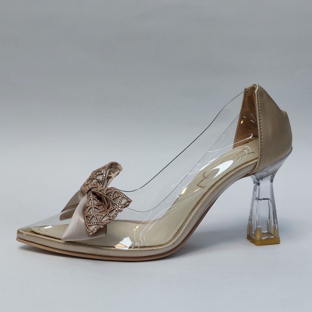 قیمت ارزان کفش مجلسی زنانه پاشنه بلند طلقی پاپیونی YSL