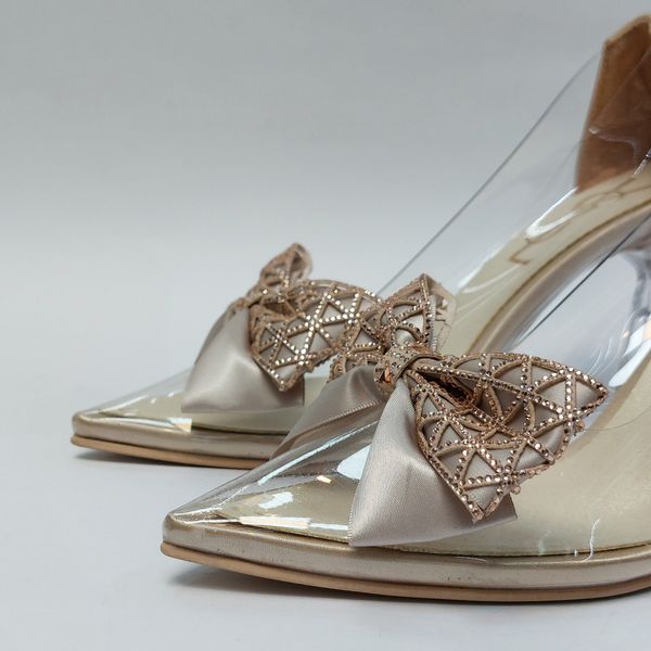 کفش مجلسی زنانه پاشنه بلند طلقی پاپیونی YSL