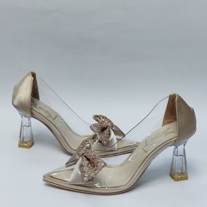 خرید آنلاین کفش مجلسی زنانه پاشنه بلند طلقی پاپیونی YSL