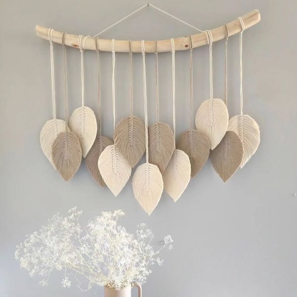 دیوارکوب برگ مکرومه بافی طرح مینا