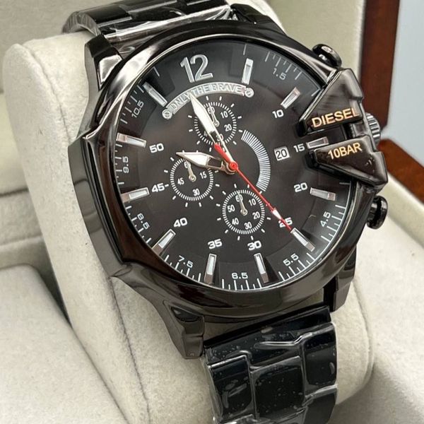 ساعت دیزل مردانه بند استیل مشکی صفحه مشکی