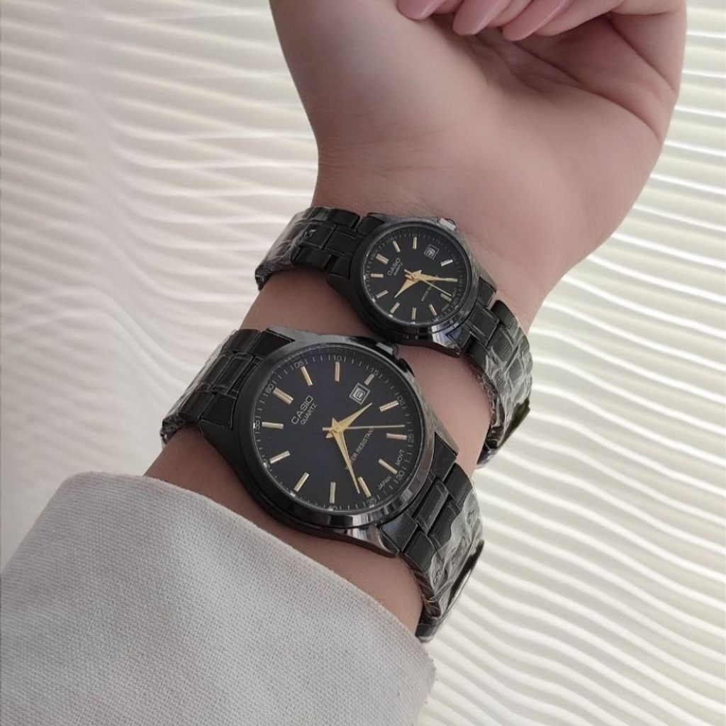 قیمت ارزان ست ساعت کاسیو بند استیل مشکی