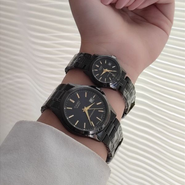 ست ساعت کاسیو بند استیل مشکی