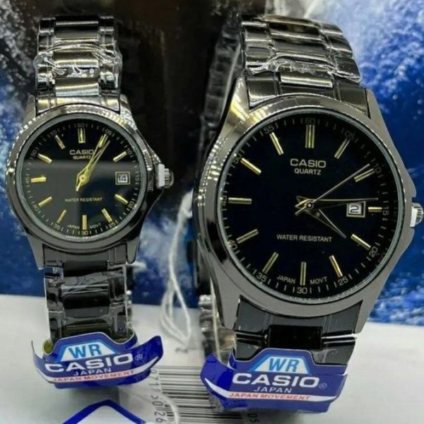 ست ساعت کاسیو بند استیل مشکی