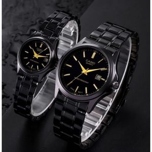 ست ساعت کاسیو بند استیل مشکی