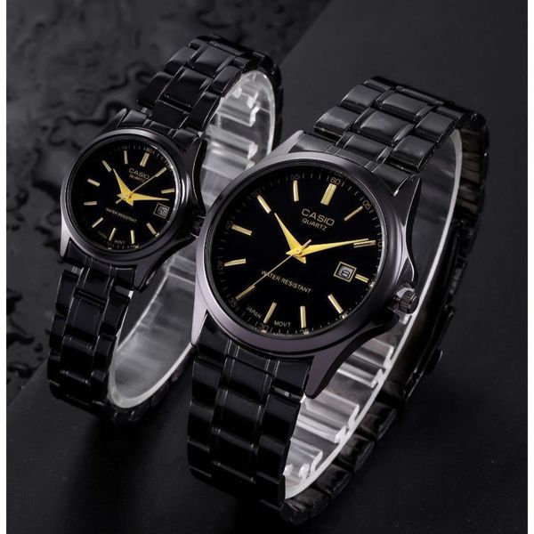 ست ساعت کاسیو بند استیل مشکی